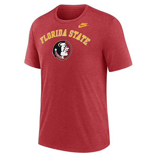 Мужская футболка florida state seminoles legacy arch tri-blend цвета верескового граната Nike — фото 3