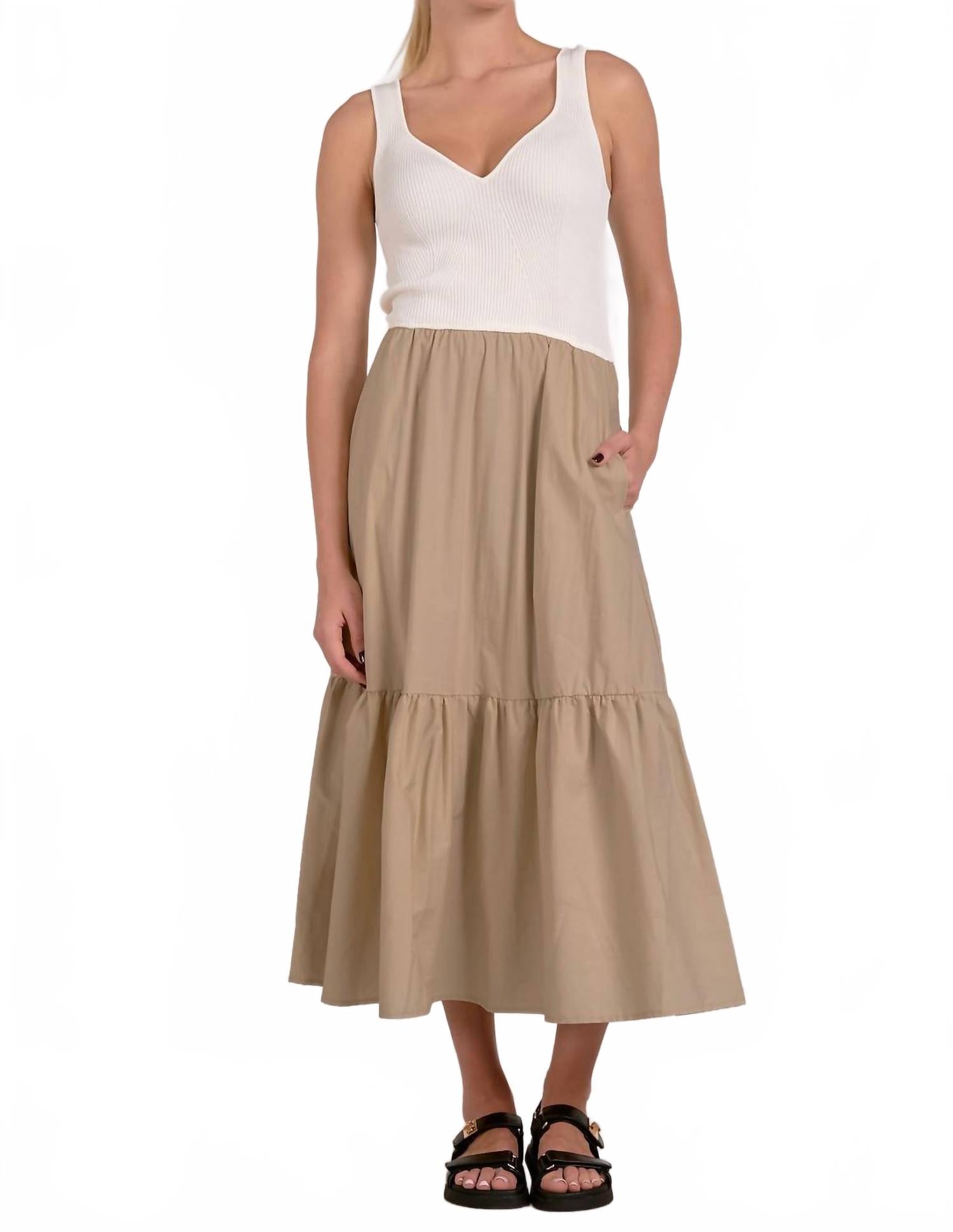 

Макси-платье-комбинация в песочном белом цвете ELAN