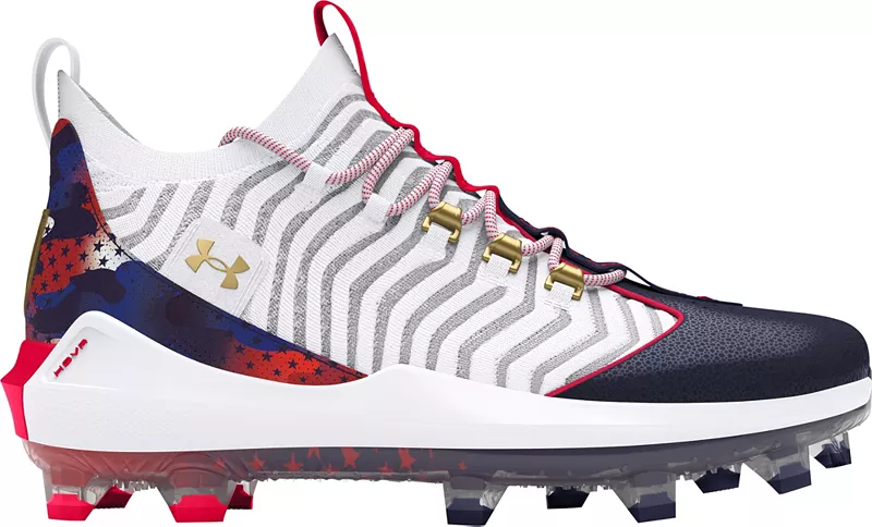 

Мужские бейсбольные бутсы Under Armour Harper Pro 9 США из ТПУ, белый/темно-синий