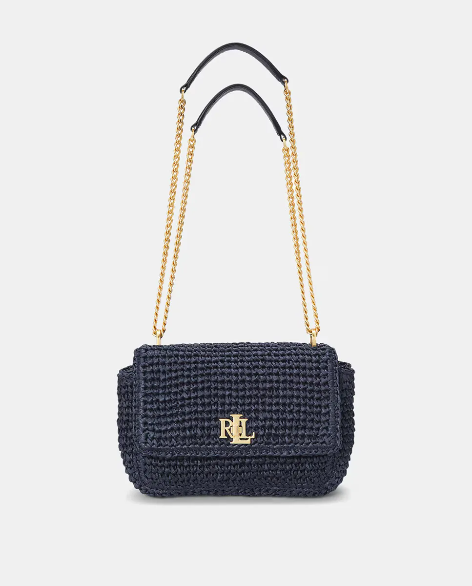 

Соломенная сумка на плечо с дополнительной ручкой Lauren Ralph Lauren, тёмно-синий