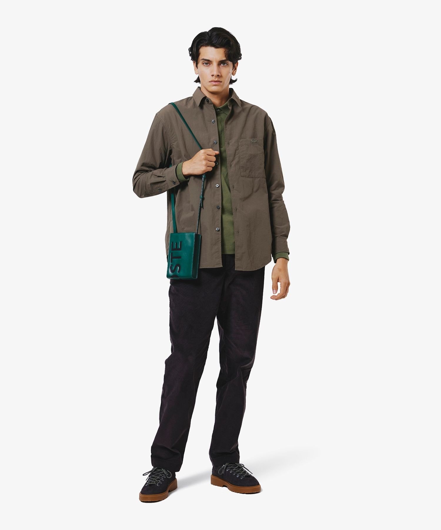 Водоотталкивающая верхняя рубашка из переработанного нейлона LACOSTE, Dark Brown — фото 3