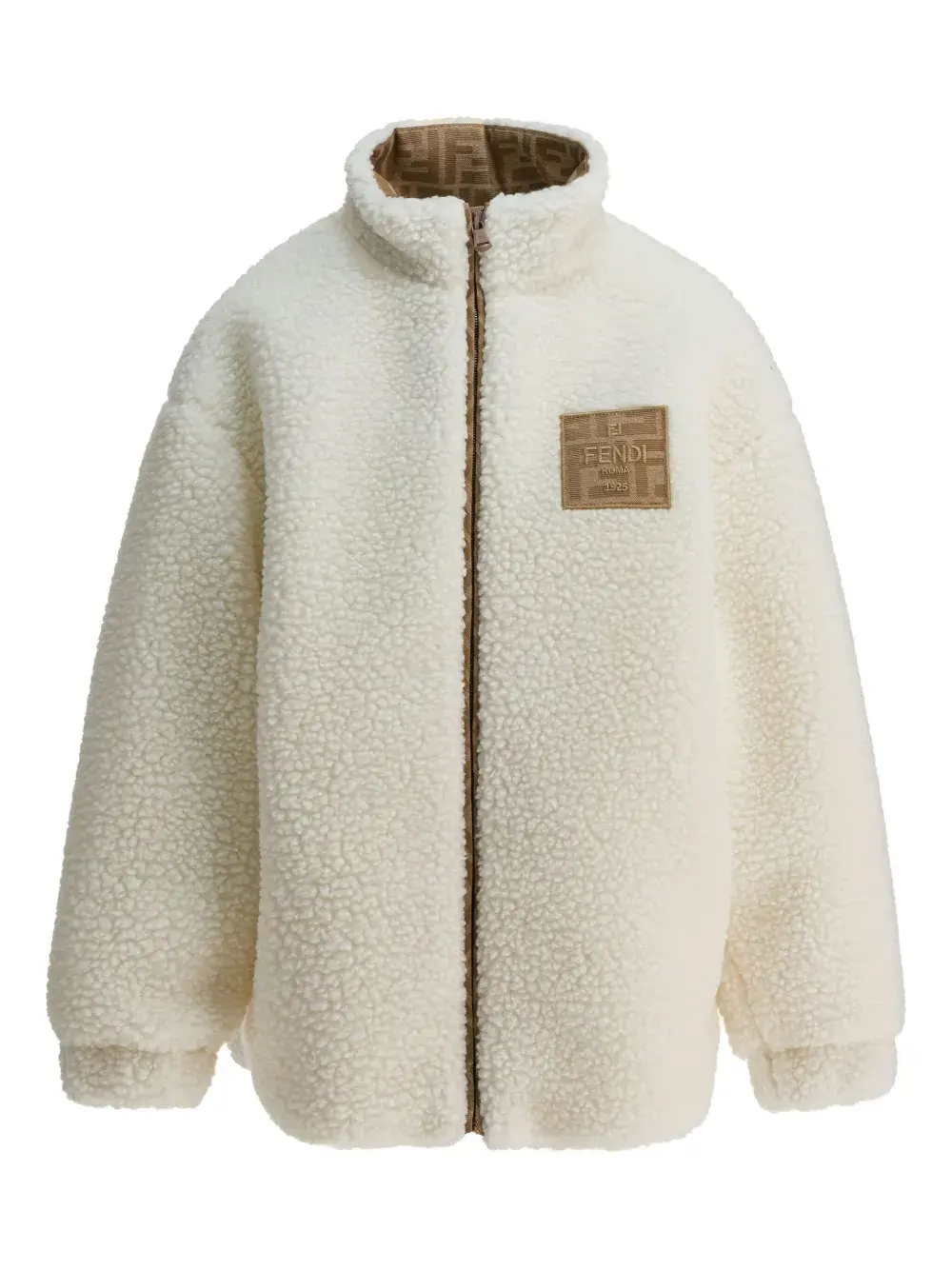 

Пальто с нашивкой-логотипом Fendi Kids, бежевый