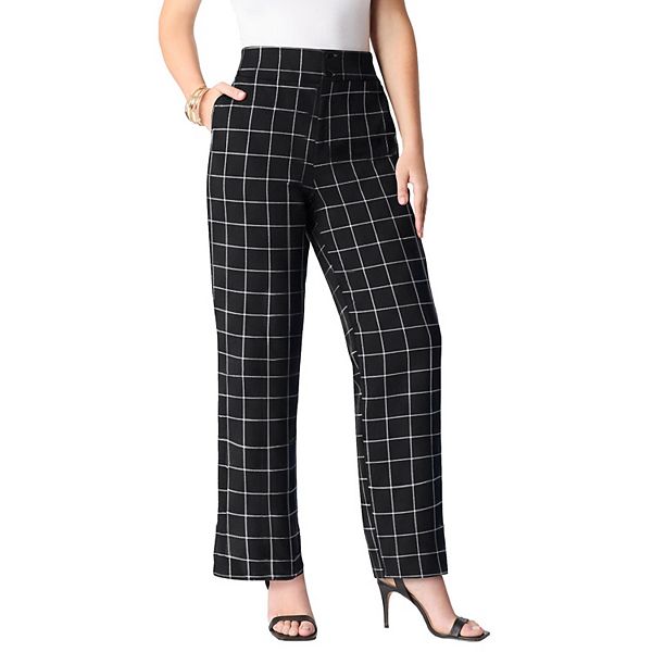 

Женские брюки plus size bi-stretch wide leg Roaman'S, Windowpane