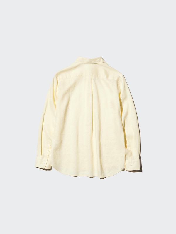 Рубашка из 100% премиального льна Uniqlo, 66 blue — фото 4