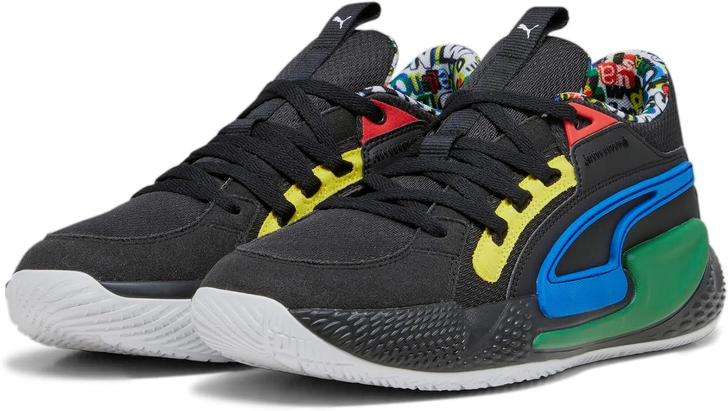 Кроссовки PUMA Unisex Court Rider Chaos Trash Talk Athletics Shoe, Puma Multicoloured Black Pelé Yellow Archive Green Racing Blue Puma White — фото 3