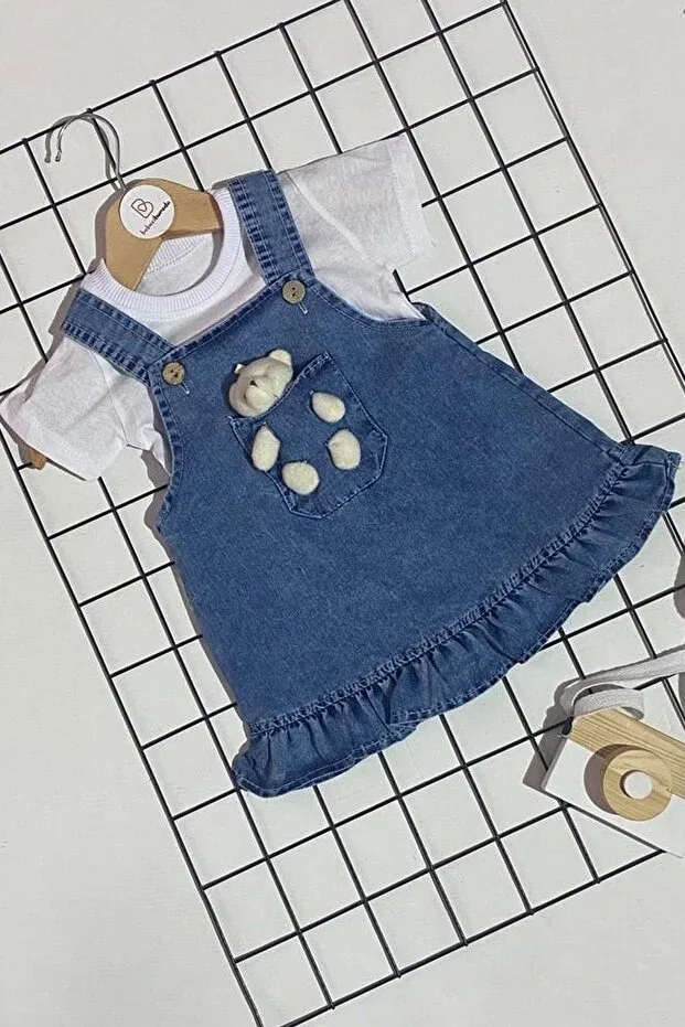 Детское джинсовое платье для девочек с игрушкой Bebeciburada, Navy Blue