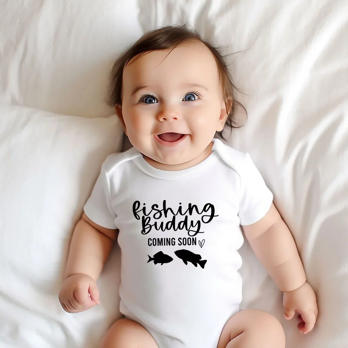 Детское боди с коротким рукавом Fishing Buddy Coming Soon The Juniper Shop, White