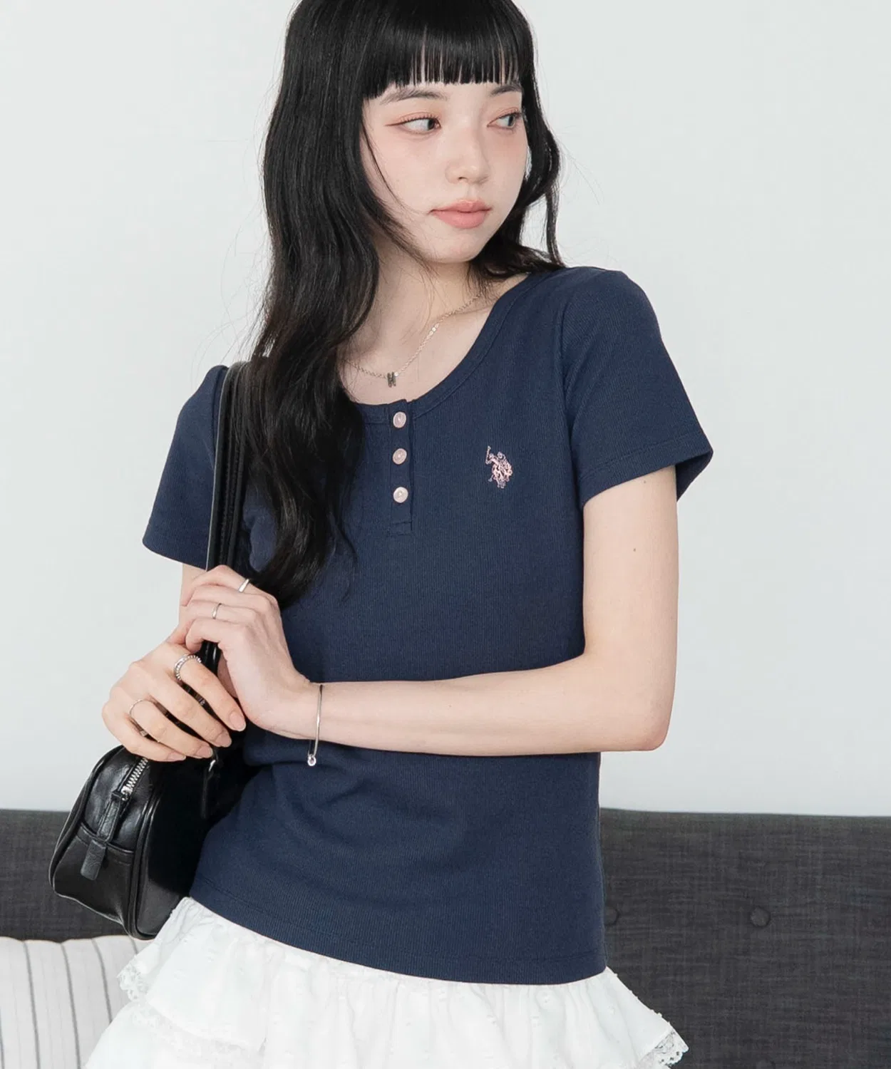 Женская футболка с длинным рукавомU.S. POLO ASSN. WEGO, Navy