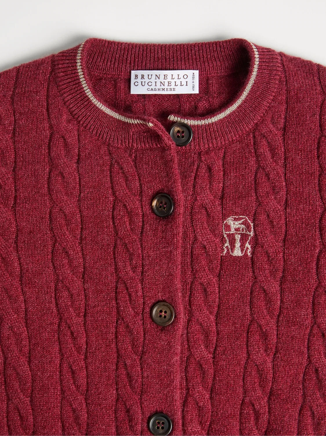 Кардиган косой вязки из кашемира Brunello Cucinelli, красный — фото 2