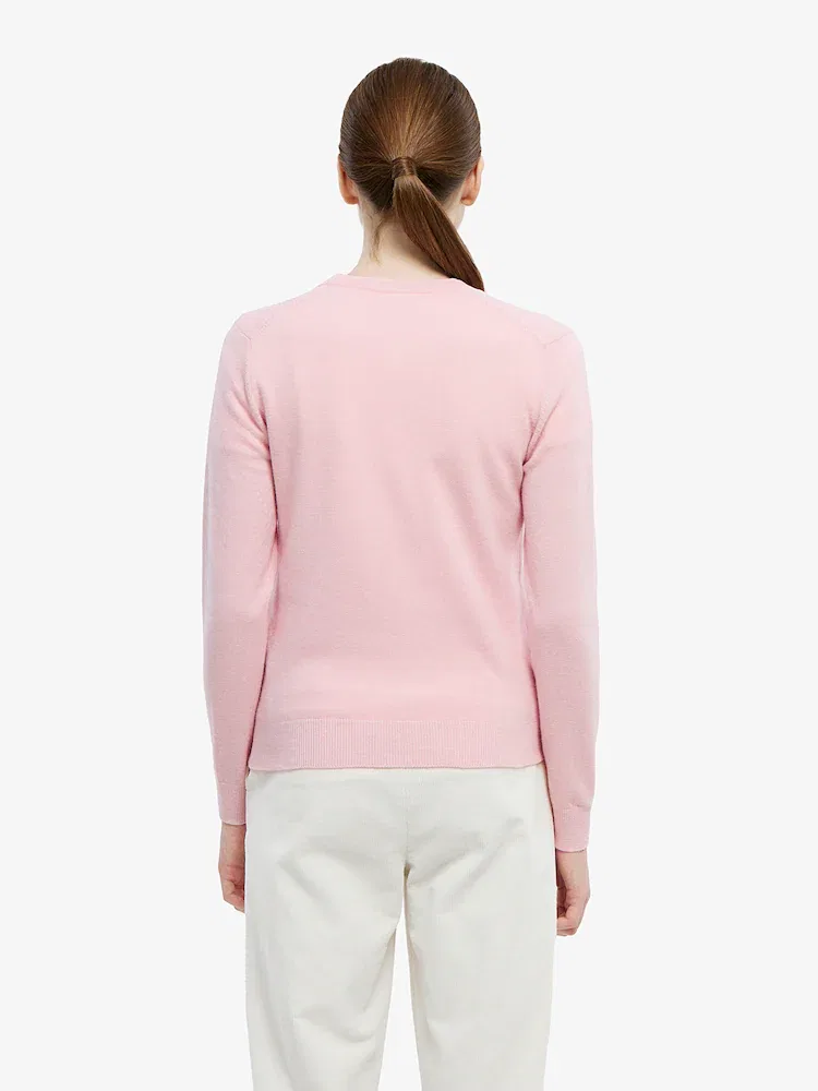 Свитер женский LACOSTE Pink, базовый пуловер из 100% шерсти — фото 3