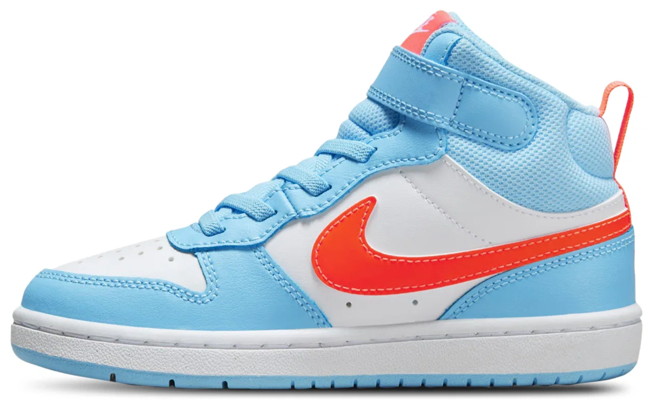 Детские кроссовки для мальчиков на липучках Court Borough Mid 2 Nike, Aquarius Blue/White/Orange — фото 2