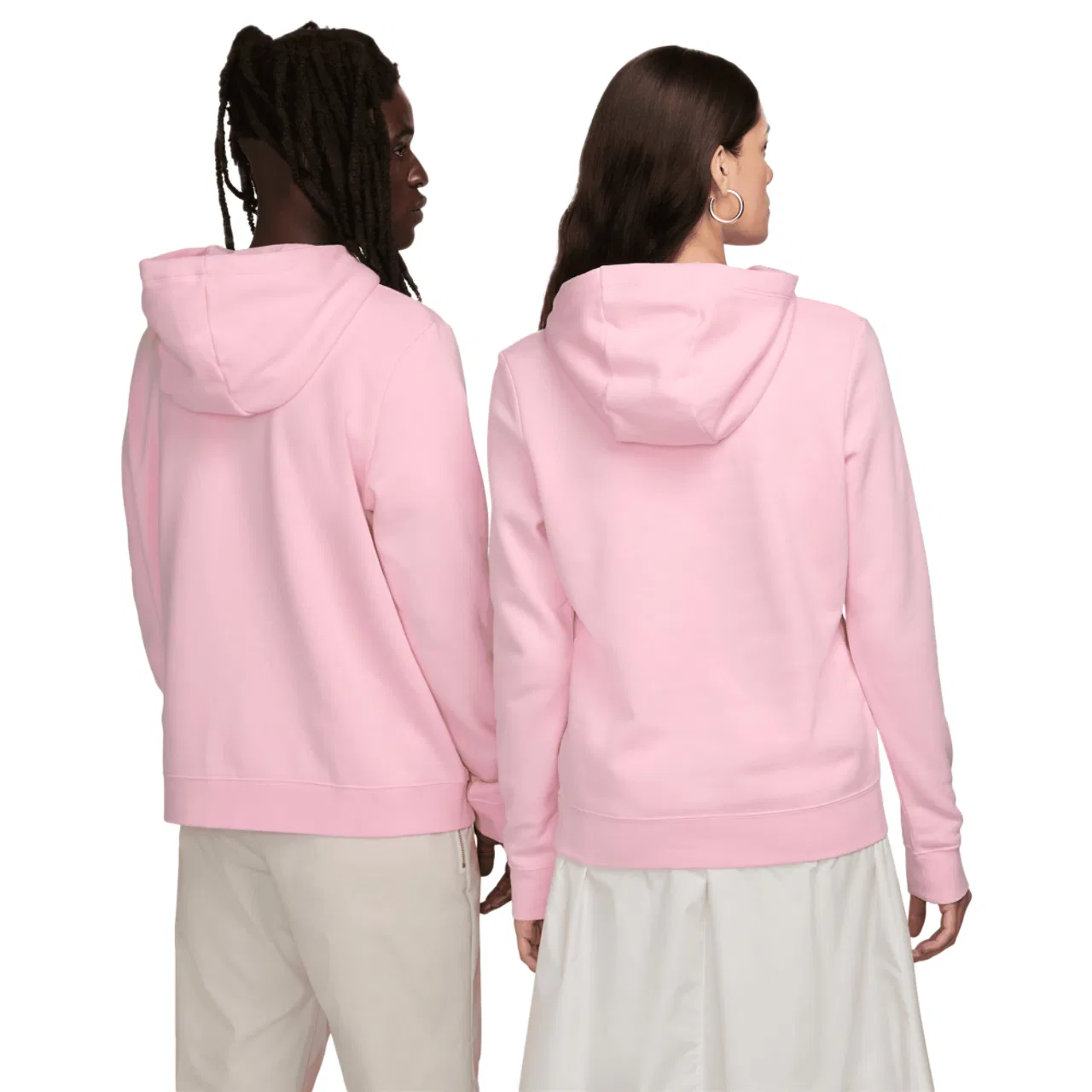 Женское худи Club Fleece PO Nike, цвет White/Med Soft Pink — фото 2