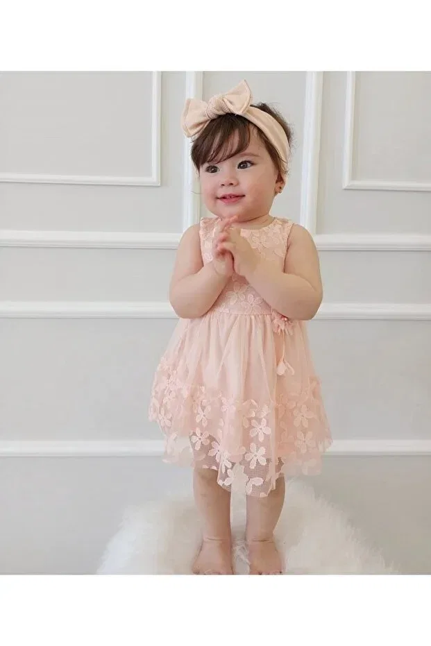Детское платье для девочек кружевное Becol Baby, Somon — фото 2