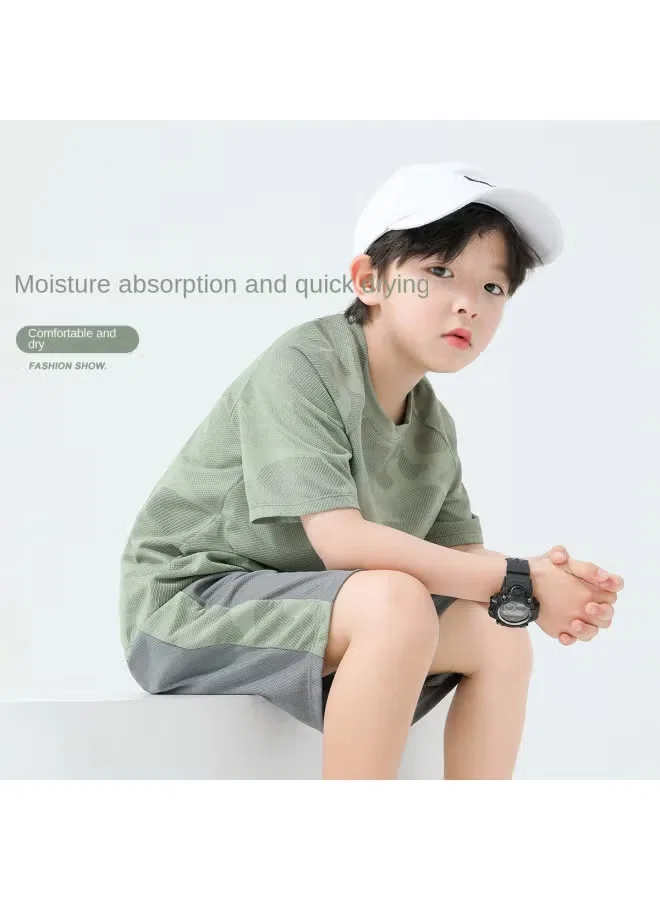 Комплект спортивный с принтом для мальчиков Zuoxi, зеленый — фото 2