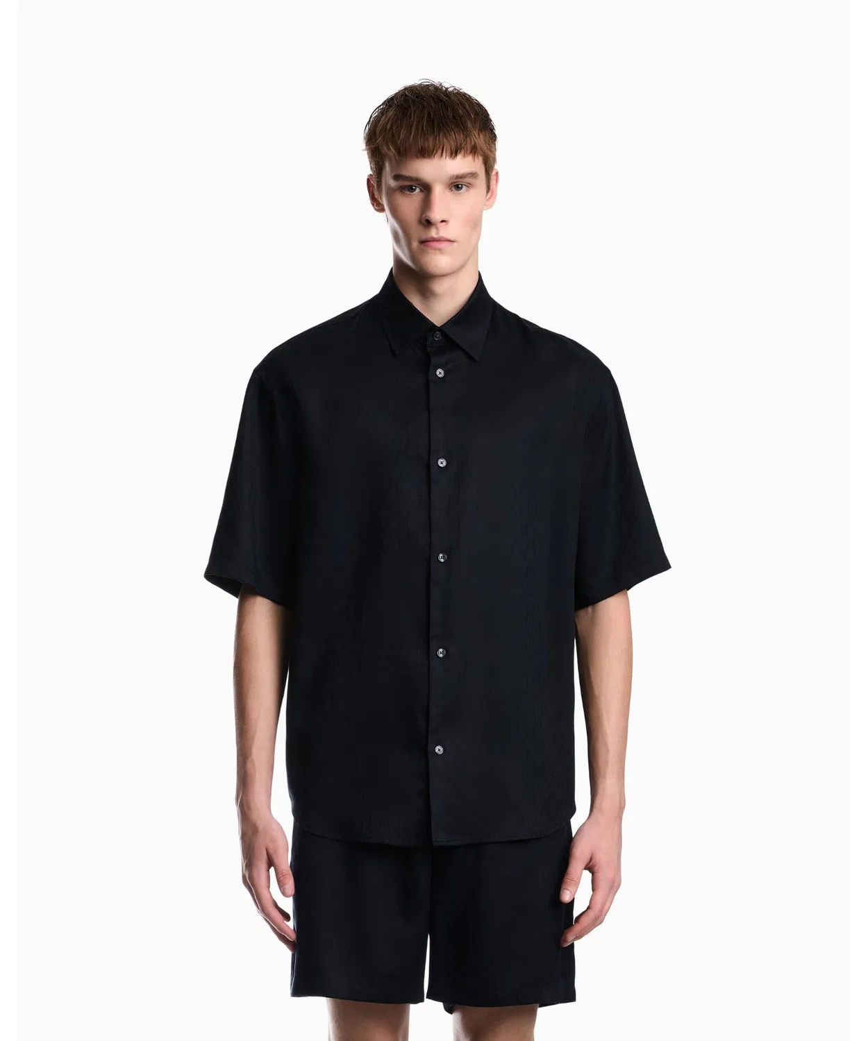 Мужская рубашка с коротким рукавом из лиоцелла Emporio Armani, Regular Fit, модель Emporio Armani
