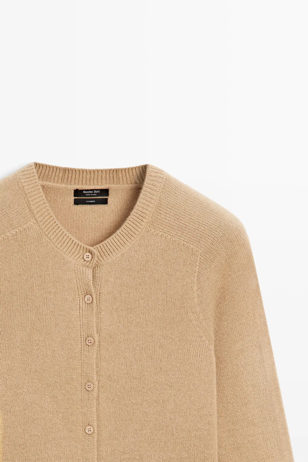 Кардиган Massimo Dutti, вязаный, укороченный, из 100% кашемира, коричневый — фото 4