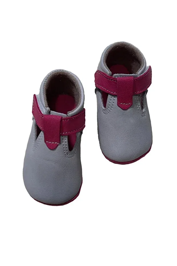 Детские ботиночки для новорожденных кожаные First step gray baby booties Kapar, Gray — фото 2