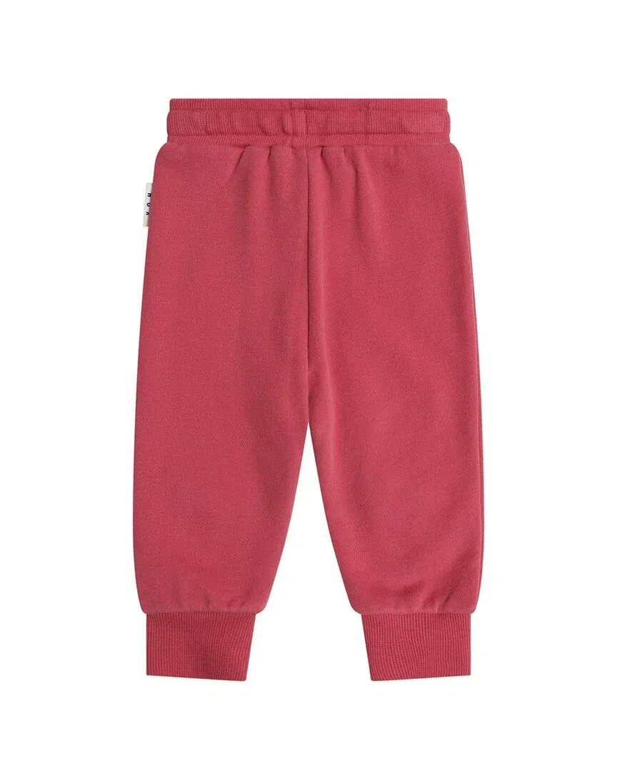 Детские спортивные штаны из футера с вышивкой медвежонка Huxbear Track Pant Huxbaby, красный — фото 2