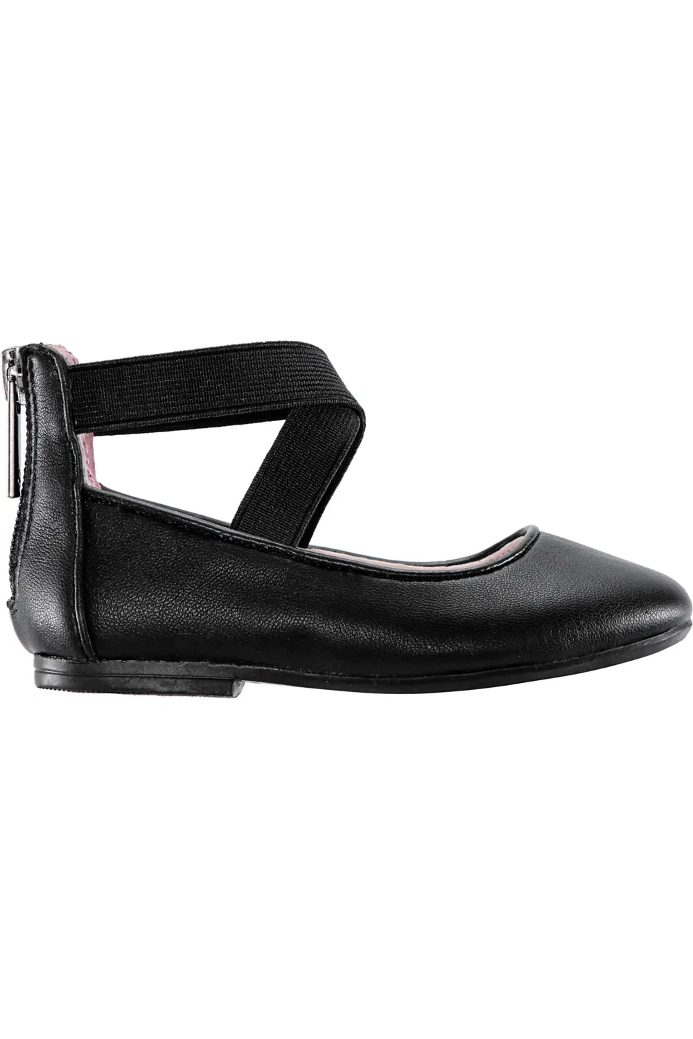 Детские балетки на перекрестных ремешках Marissa Cross Strap Nina, Black Faux Leather — фото 3