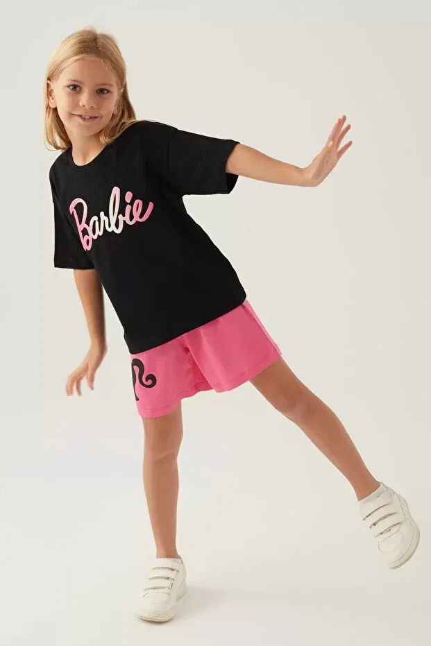 Детские шорты для девочек с принтом Barbie Girl Shorts Set U.S. Polo Assn., Cream — фото 2
