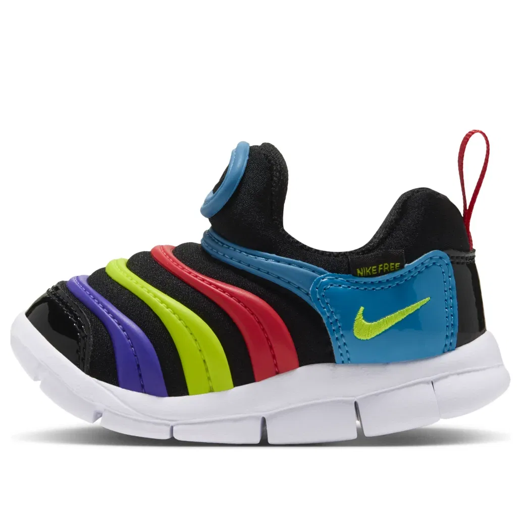 Детские кроссовки с текстильным верхом Dynamo Free 'Black Light Blue Crimson Lemon' Nike, Black/Light Current Blue/Light Crimson/Lemon Venom