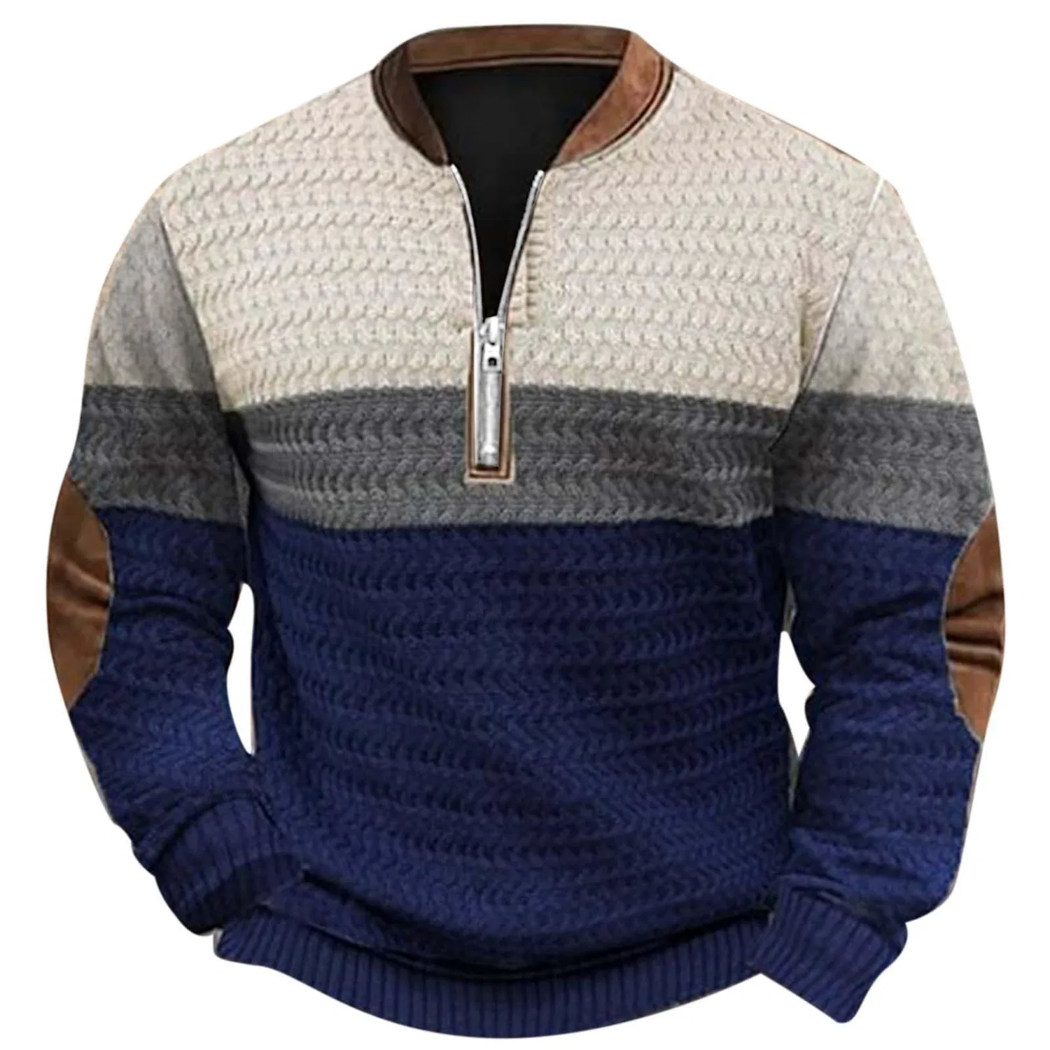 Мужской безрукавный худи с принтом Men's Casual 3D Digital Print Half Zip Round Neck Hood, Blu-d