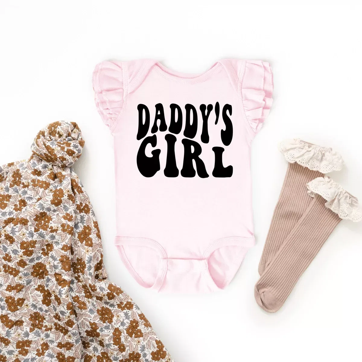 Детский боди-комбинезон для девочек с воланами на рукавах Daddy's Girl Wavy The Juniper Shop, Ballerina — фото 3