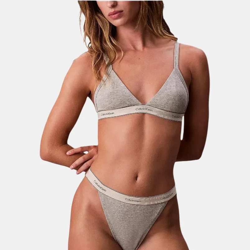 Женский бюстгальтер с цветочным принтом Calvin Klein, Gray Heather Flower — фото 3