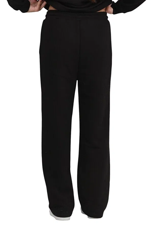 Детские спортивные штаны для девочек с широкой штаниной Erdem Kids, Black — фото 4