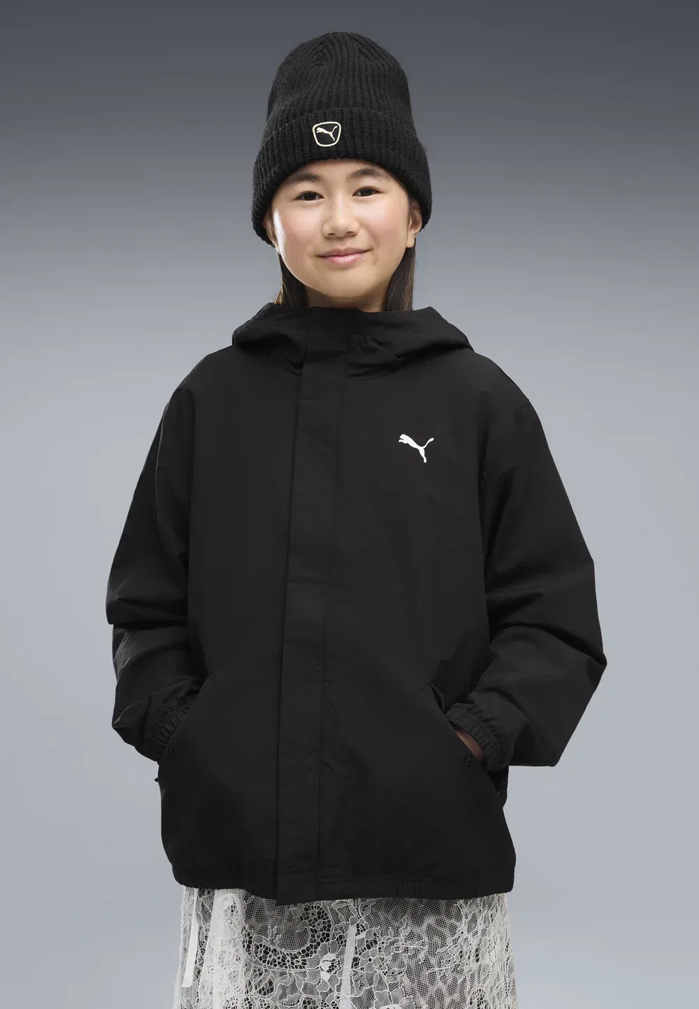 Свободная куртка унисекс на флисовой подкладке - легкая куртка Puma, Black