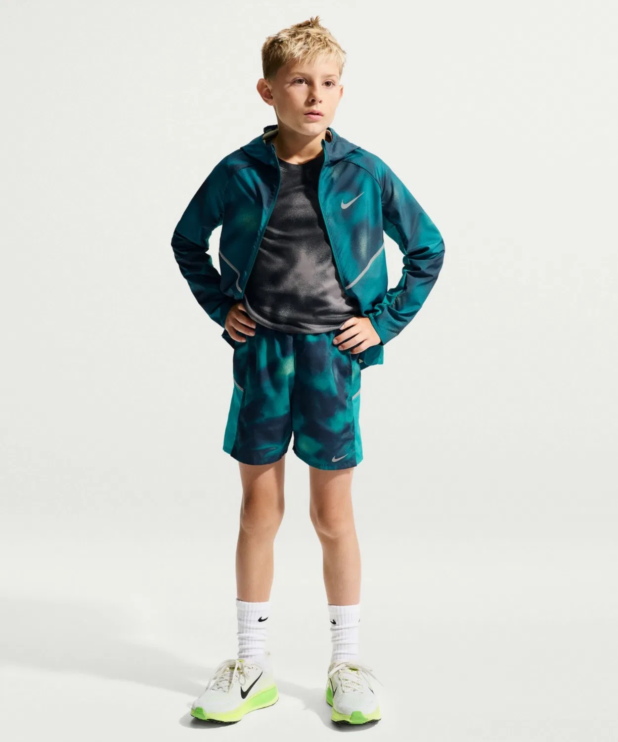 Детские шорты для бега с технологией Dri-FIT Nike Miler Bright Spruce NIKE, Blue