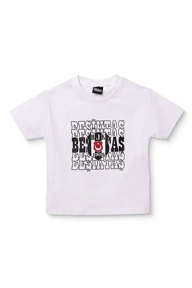 Детская футболка с принтом Unisex Bachelor T-Shirt Crew Neck Short Sleeve Beşiktaş, White