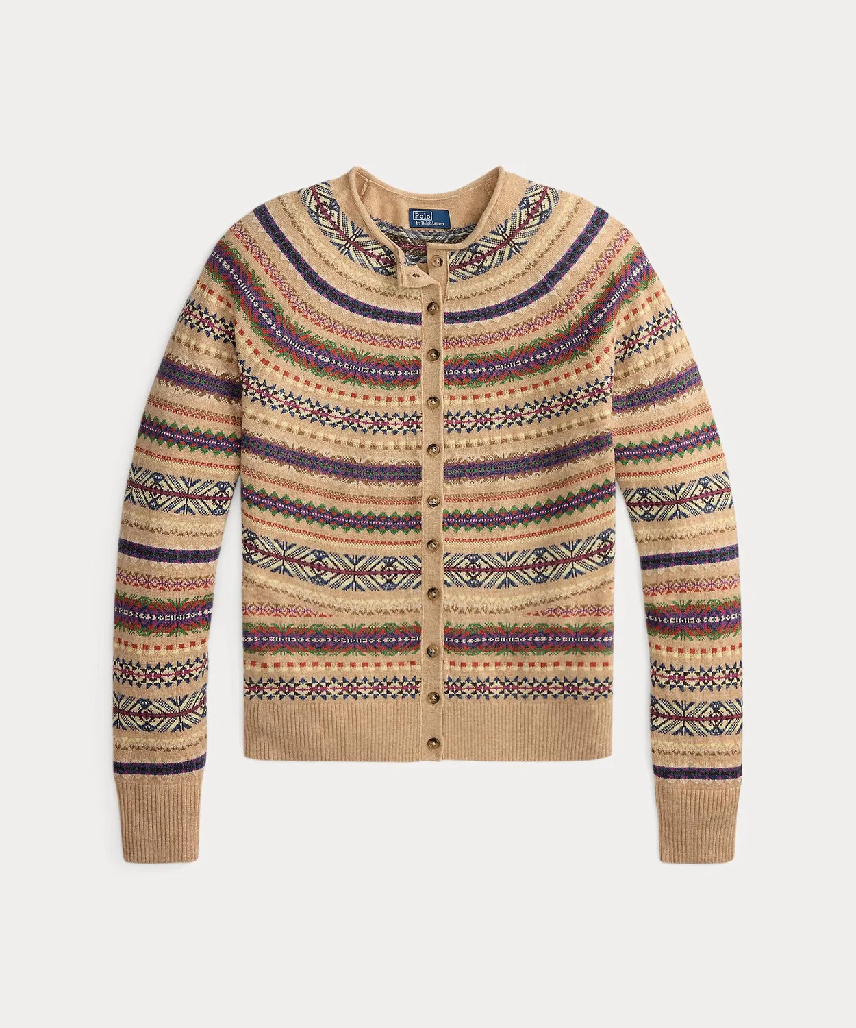 Женский кардиган с принтом Fair Isle из шерстяного микса POLO RALPH LAUREN, Коричневый — фото 2
