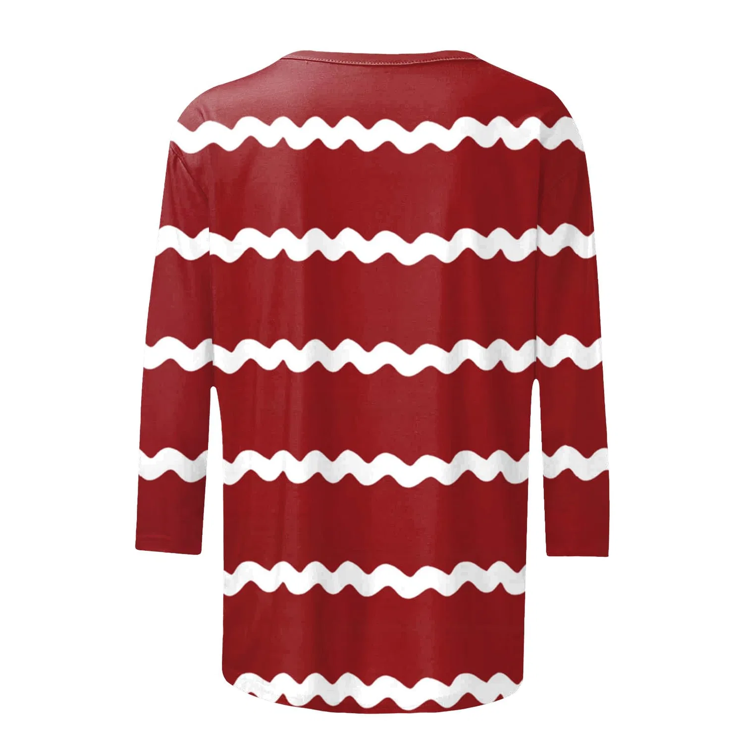 Женская футболка с V-образным вырезом Colorful Gradient Geometric Print, бренд, Red-5 — фото 4
