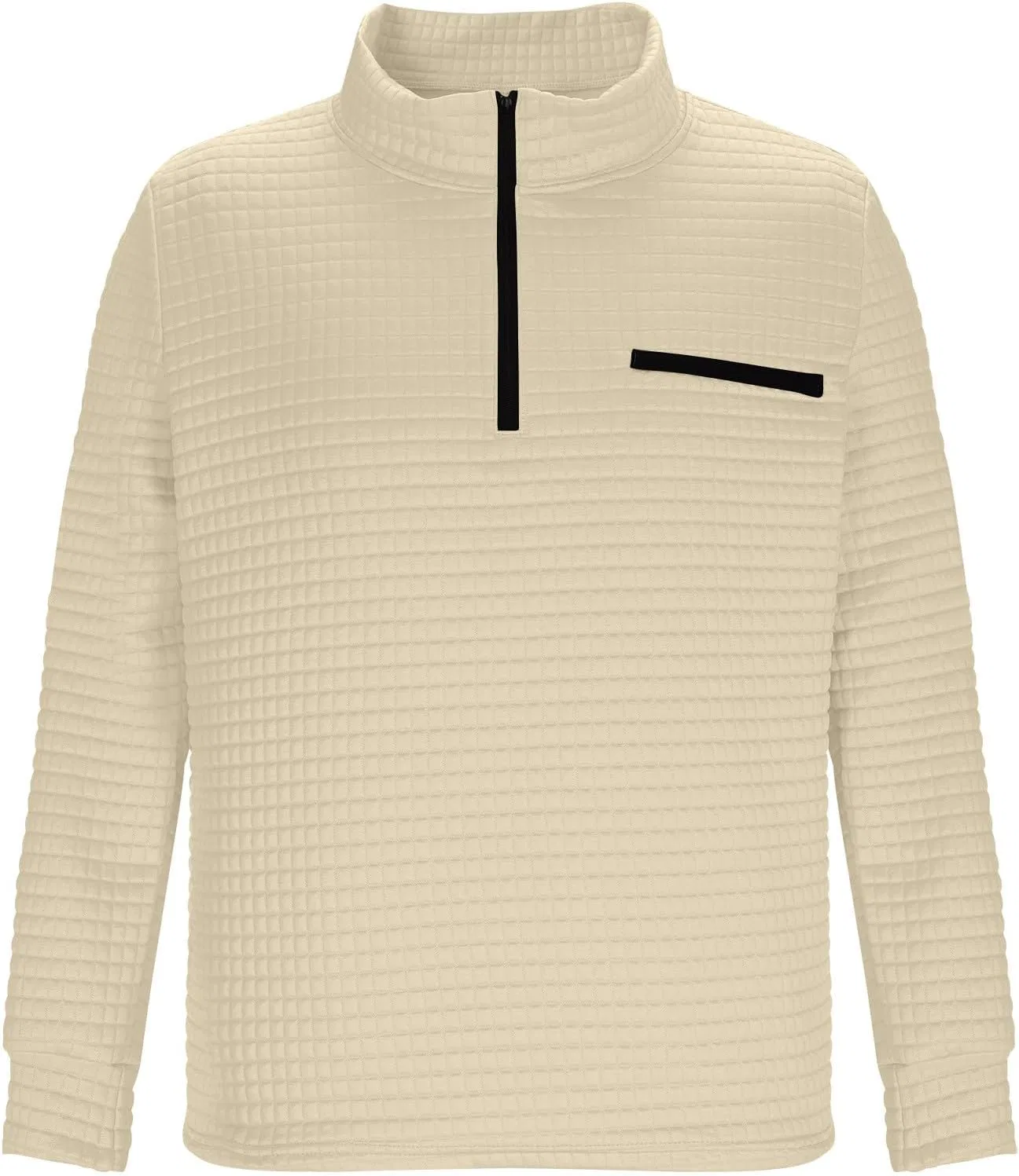 Мужская водолазка с четвертью замком Mock Neck, Beige — фото 4