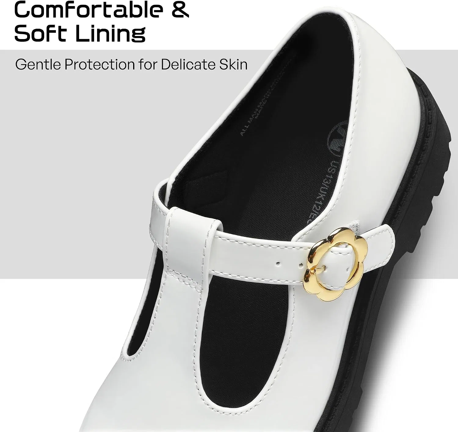 Детские туфли для девочек на платформе Mary Janes MIXIN, White — фото 4