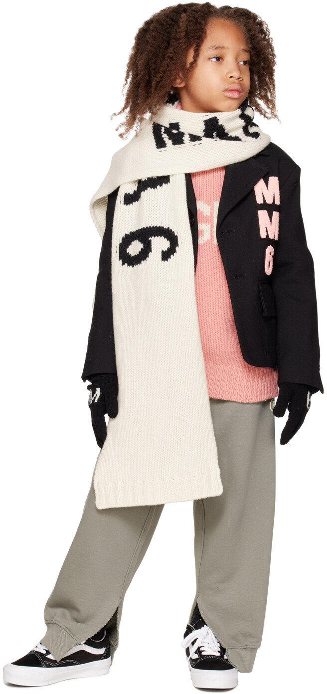

Детские черные перчатки с интарсией и логотипом MM6 Maison Margiela