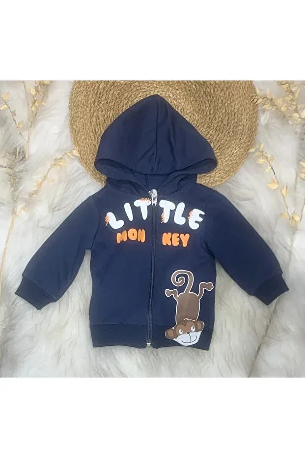 Детское пальто-кардиган с капюшоном на молнии Bebitomkids, Navy Blue