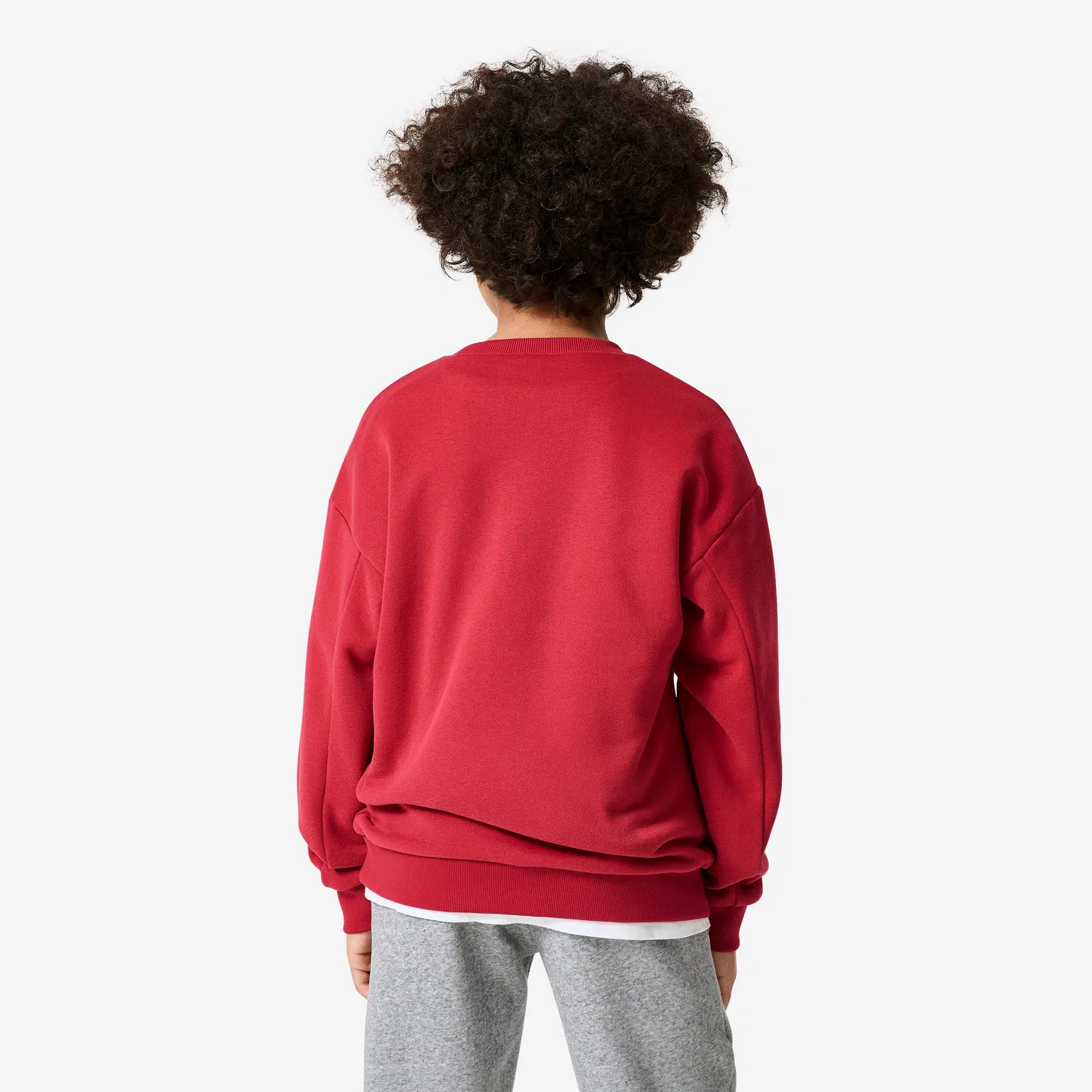 Детский свитшот с принтом Sweatshirt Kinder Rundhals Molton warm - bedruckt rot Decathlon, Rubinrot — фото 4