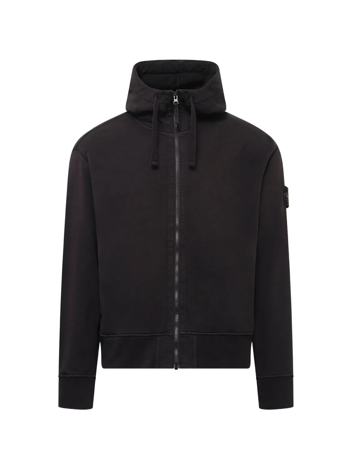 Худи на молнии из органического хлопка Stone Island, черный