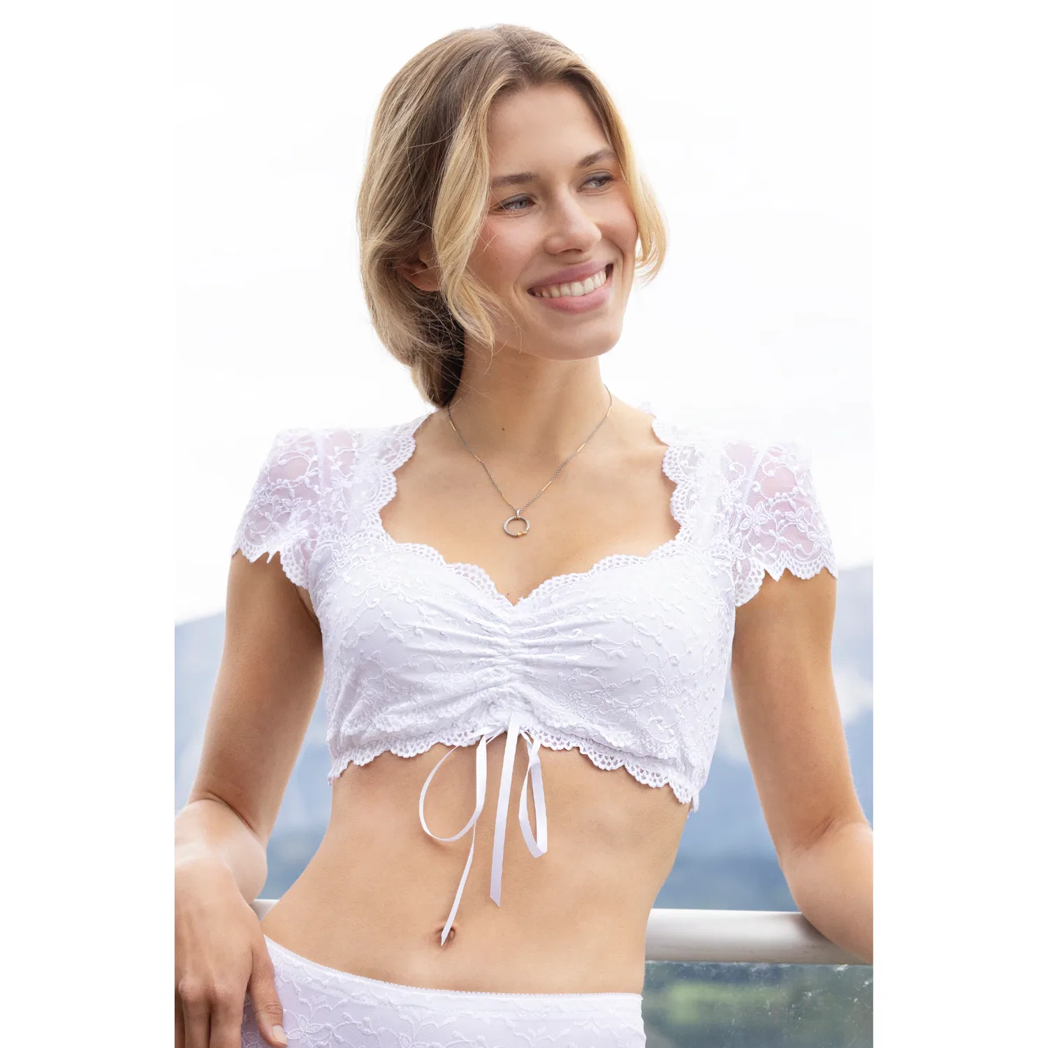 Женская блузка для дирндля с кружевом Nina Von C., White
