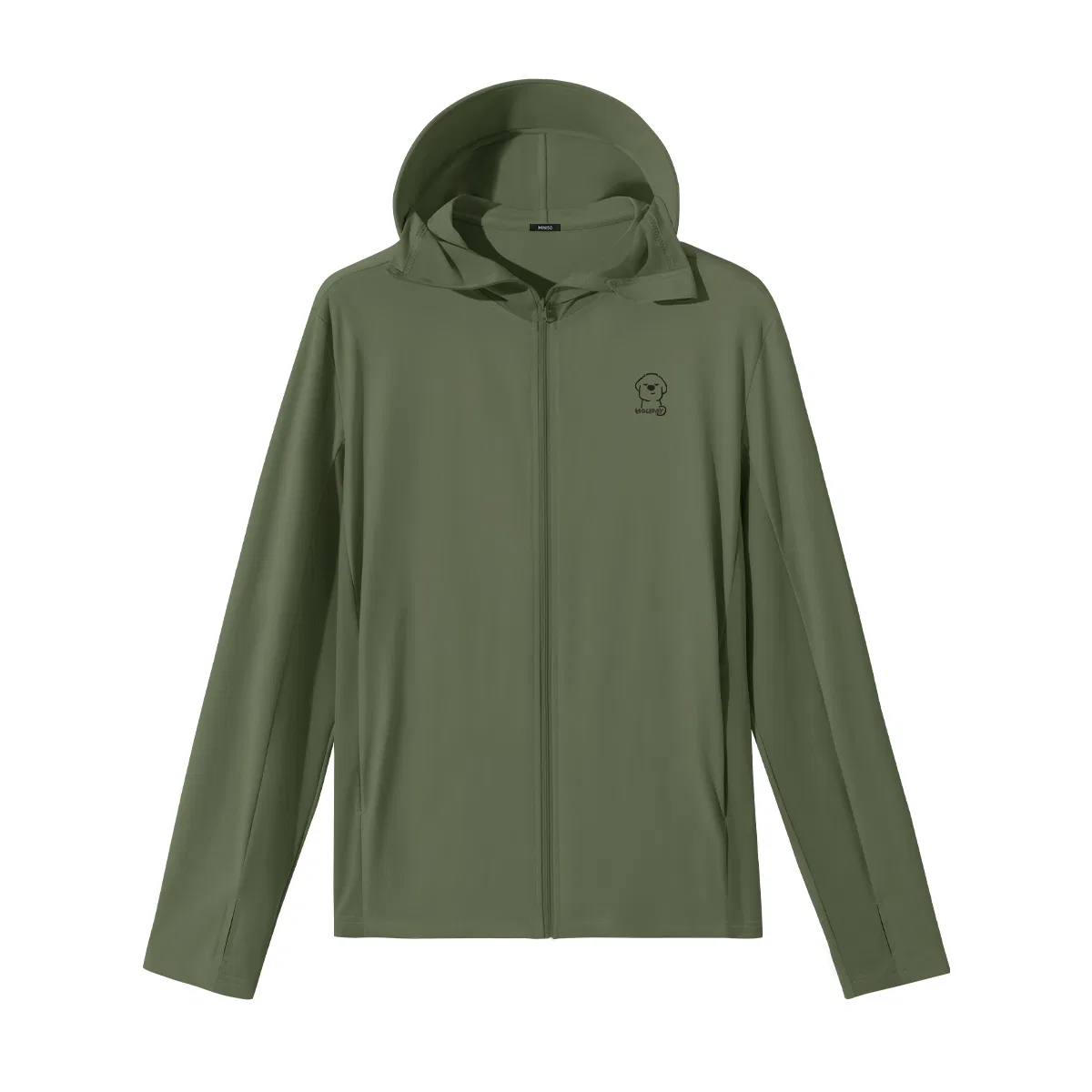 Детская куртка из футера с принтом MINISO, Ice Silk Large Brim Olive Green