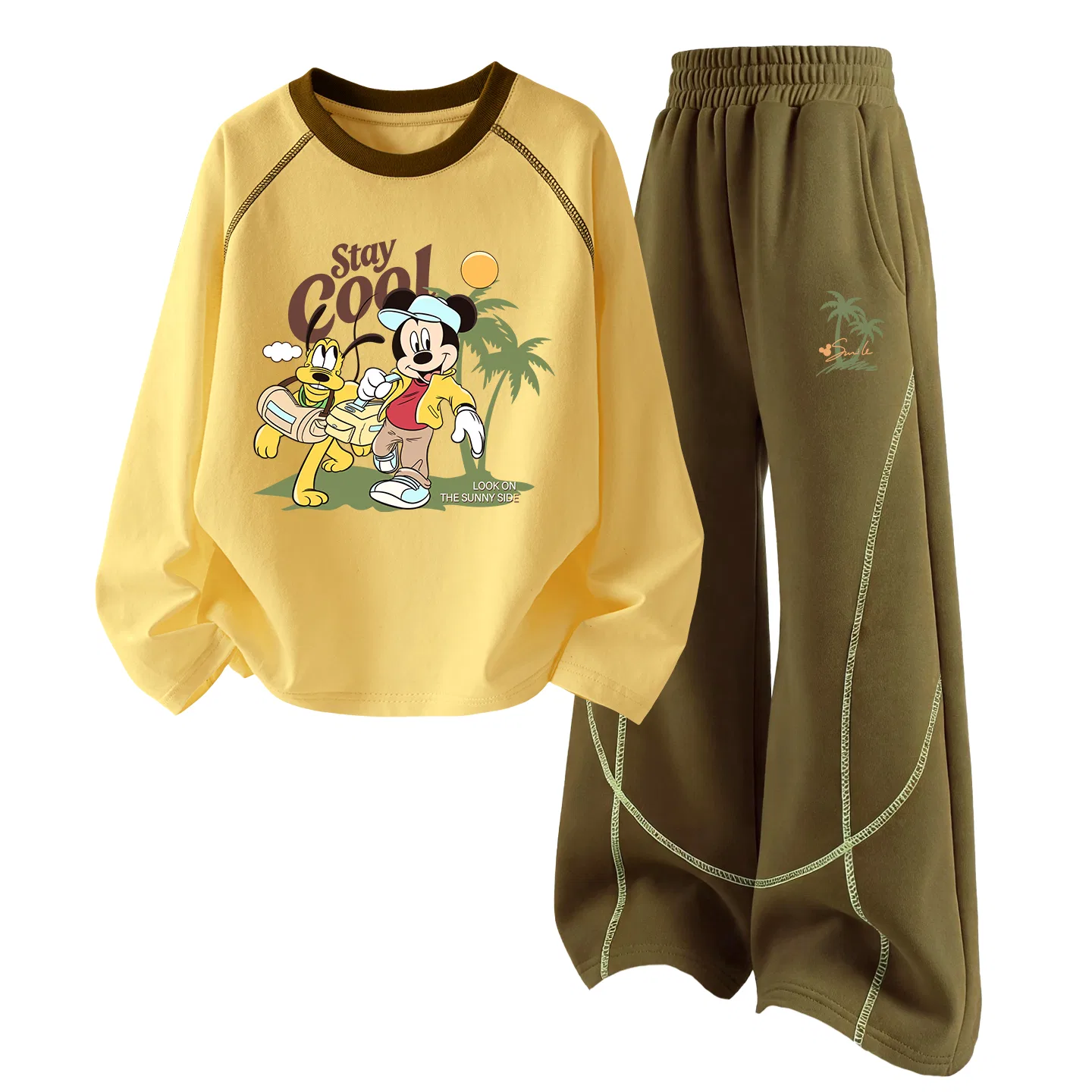 Детский спортивный костюм с круглым вырезом Disney, Di Friend K Cheese Yellow+Di Friend K Autumn Brown — фото 3