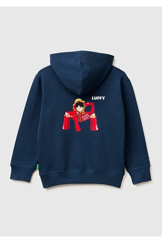 Детское худи для мальчиков с принтом United Colors Of Benetton, Dark Navy Blue — фото 2