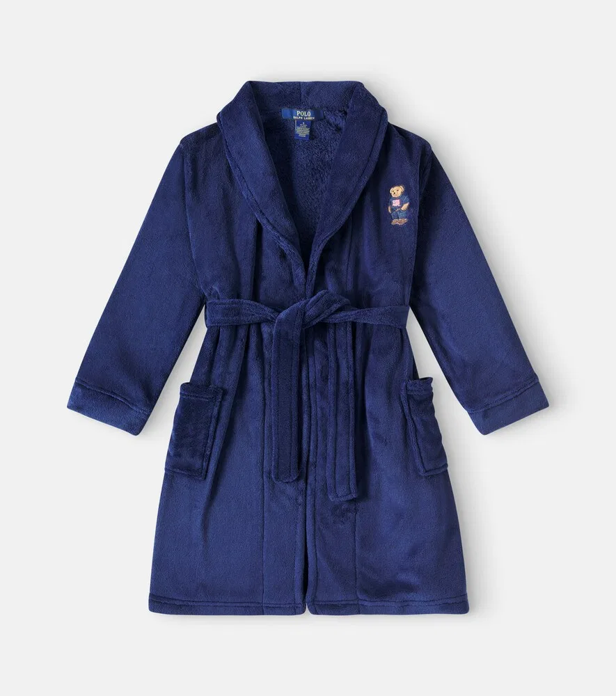 Махровый халат Polo Bear Polo Ralph Lauren Kids, синий
