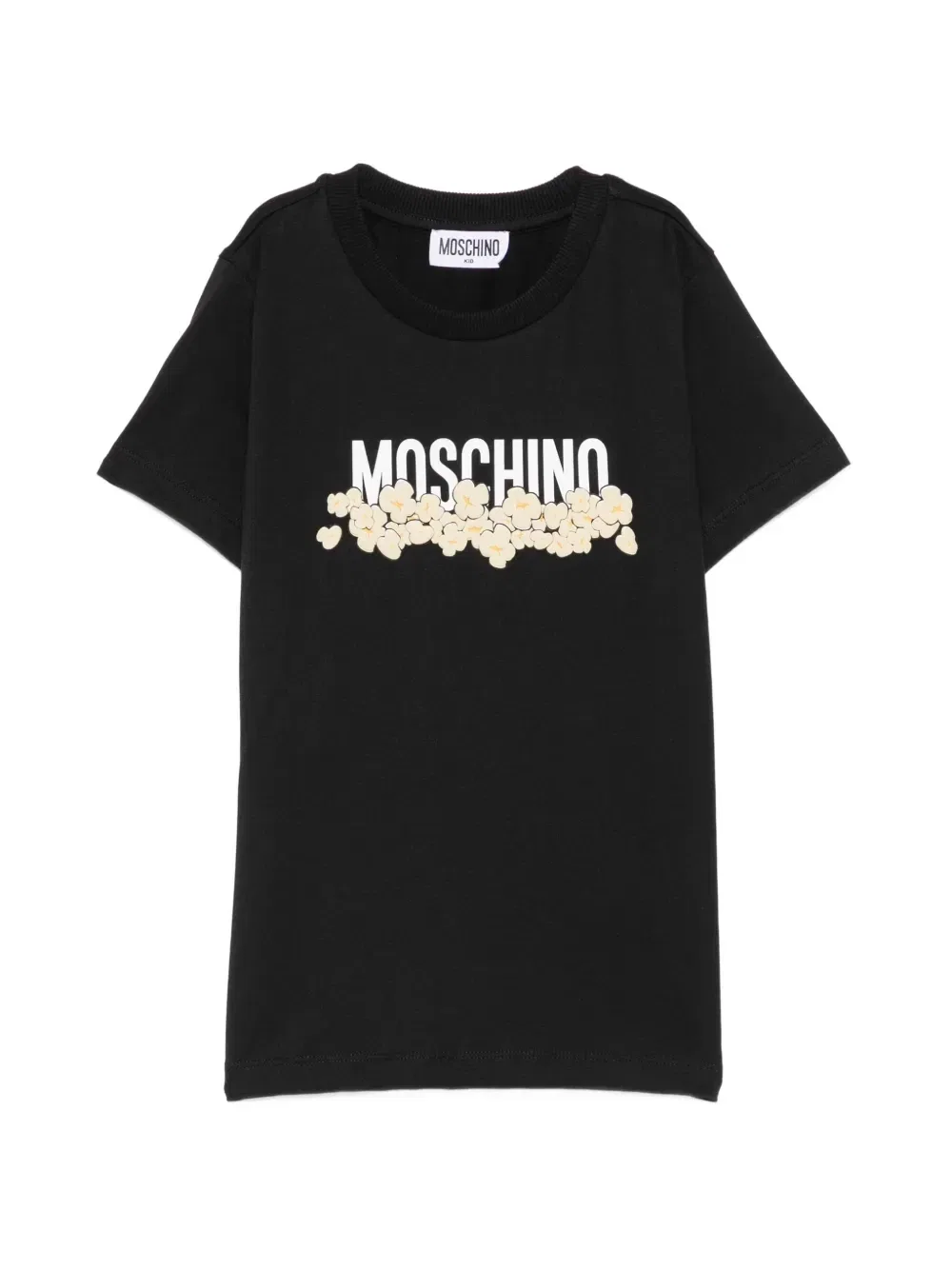 Футболка с логотипом и принтом попкорна Moschino Kids, черный