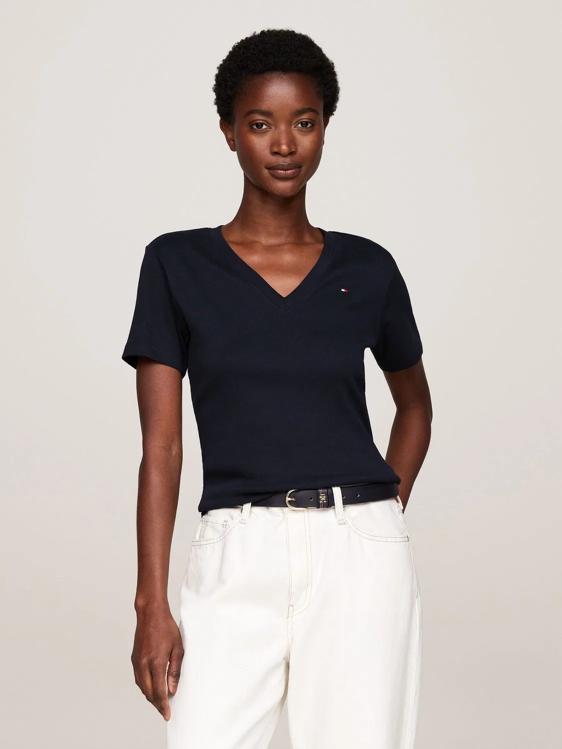 Футболка с V-образным вырезом Tommy Hilfiger, натуральный — фото 4