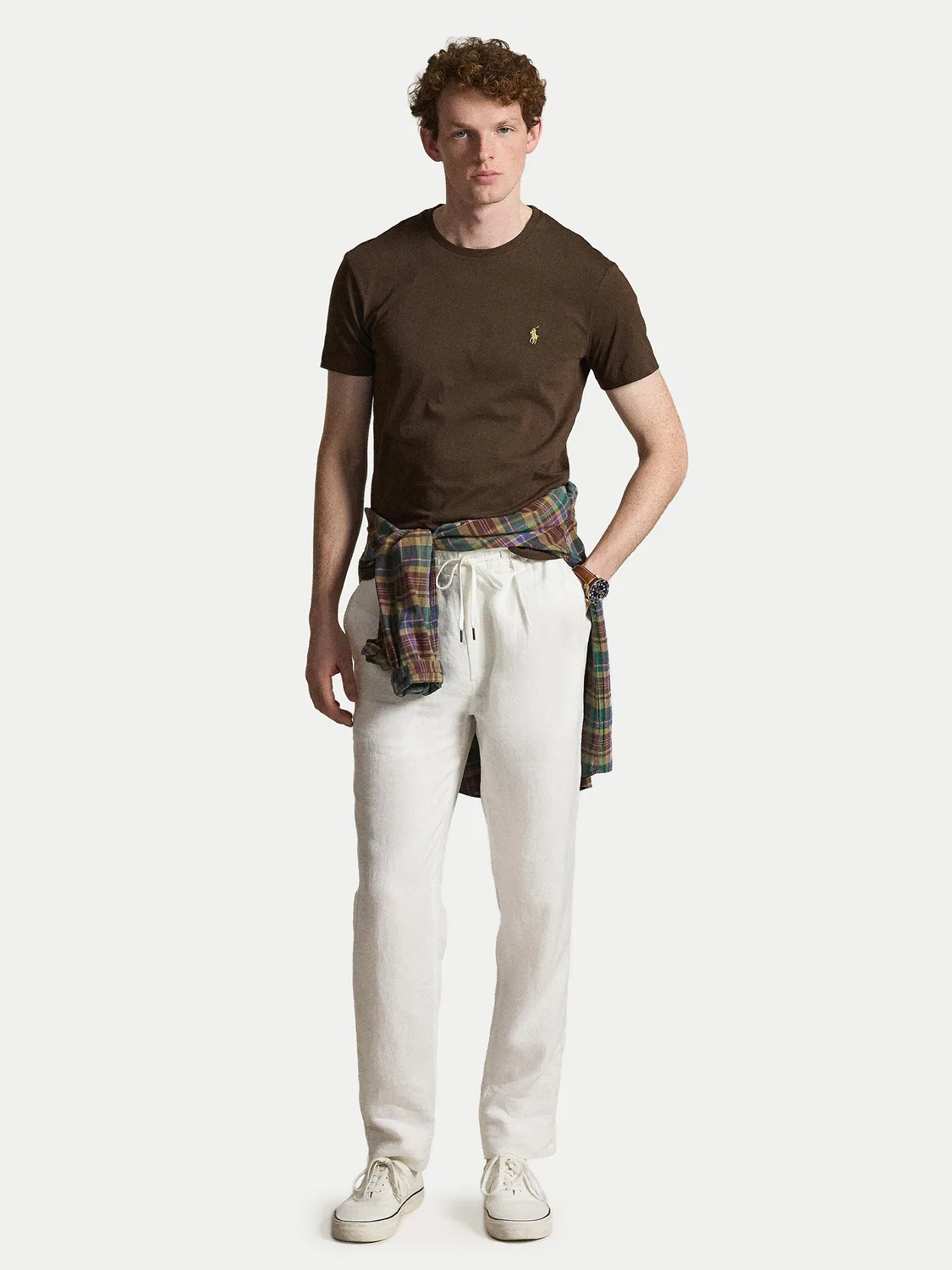Мужская футболка приталенного кроя Polo Ralph Lauren, темно-коричневый — фото 2