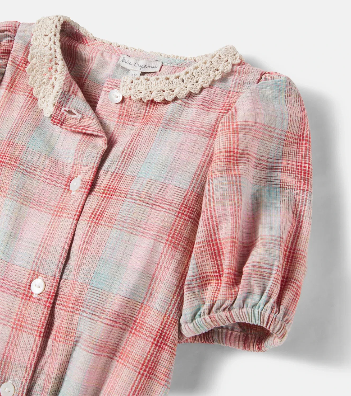 Блузка в клетку Bebe Organic, розовый — фото 4