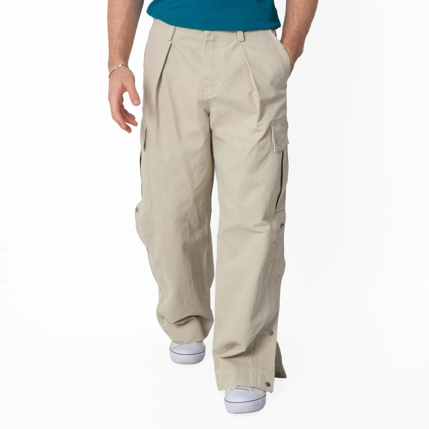 Брюки карго из хлопка Wide Leg Cotton Cargo Trousers Burberry, Plaster